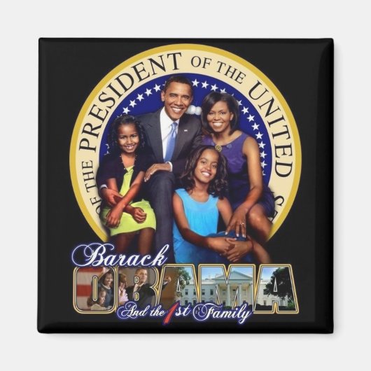 OBAMA-1ST FAMILY-Square Magnet (Vorne)