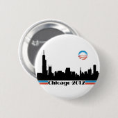Obama 2012 - Chicago-Skyline Button (Vorne & Hinten)
