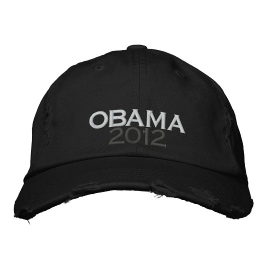 OBAMA 2012 gestörte Chino Twill Cap Bestickte Baseballkappe (Vorderseite)