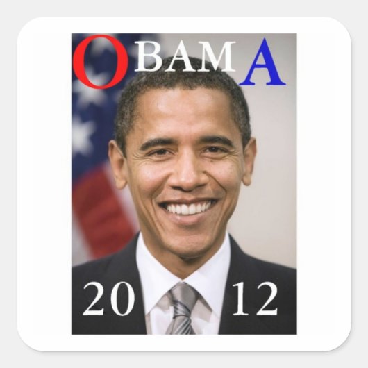 OBAMA 2012 QUADRATISCHER AUFKLEBER (Vorderseite)