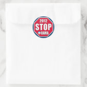 Obama 2012 stoppen runder aufkleber (Tasche)