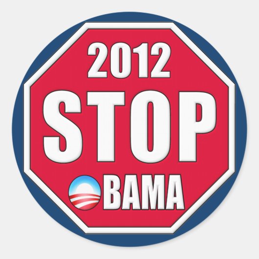 Obama 2012 stoppen runder aufkleber (Vorderseite)