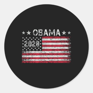 Obama 2028 Retro Vintag Flag Patriotische Politik Runder Aufkleber