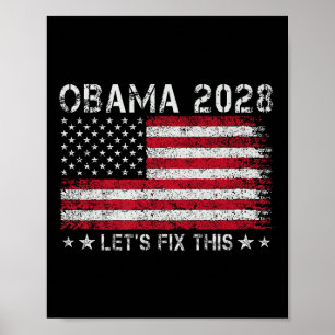 Obama 2028 Retro Vintage Flagge USA Patriotische P Poster