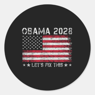 Obama 2028 Retro Vintage Flagge USA Patriotische P Runder Aufkleber