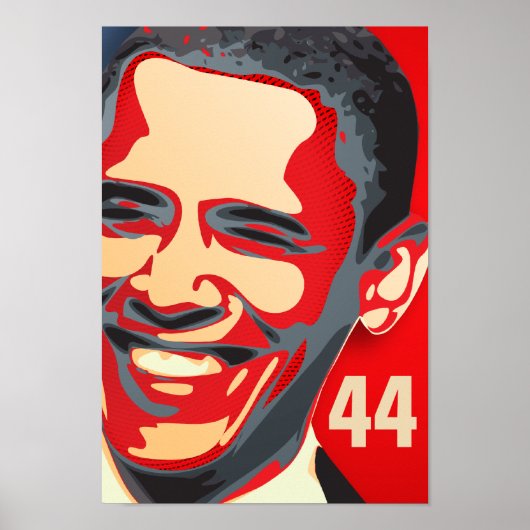Obama - 44. Präsident auf einem Roten GIANT Poster (Vorne)
