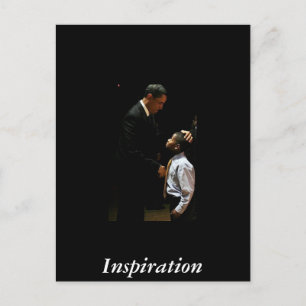 Obama and young boy postkarte