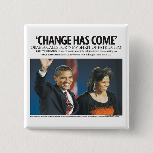 Obama: Ändern Sie hat gekommenen Knopf Button (Vorderseite)