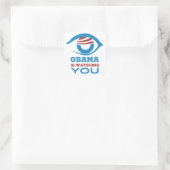 Obama beobachtet DICH mit Obama Quadratischer Aufkleber (Tasche)