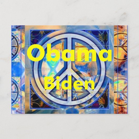 Obama Biden PEACE Postcard Postkarte (Vorderseite)