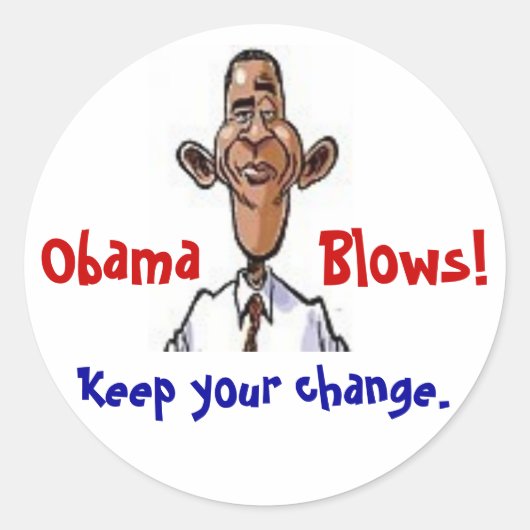 Obama bläst! runder aufkleber (Vorderseite)