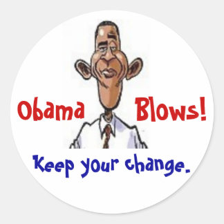 Obama bläst! runder aufkleber
