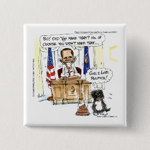 Obama & Bo Satirealer Cartoon schenkt T-Shirts und Button