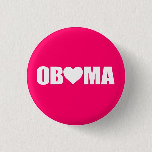 ""OBAMA" BUCHSTABIERT MIT HERZEN " BUTTON (Vorderseite)