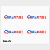 Obama Cares Ovaler Aufkleber (Blatt)