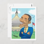 OBAMA CARTOON POST CARDS POSTKARTE (Vorne/Hinten)