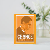 Obama - Change Dark Orange Postcard Postkarte (Stehend Vorderseite)