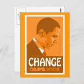 Obama - Change Dark Orange Postcard Postkarte (Vorne/Hinten)