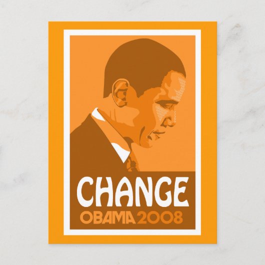 Obama - Change Dark Orange Postcard Postkarte (Vorderseite)