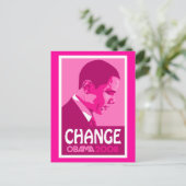 Obama - Change Dark Pink Postcard Postkarte (Stehend Vorderseite)