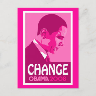 Obama - Change Dark Pink Postcard Postkarte