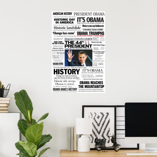 Obama: Das 44. Headline Collage Poster von Präside (Heimbüro)