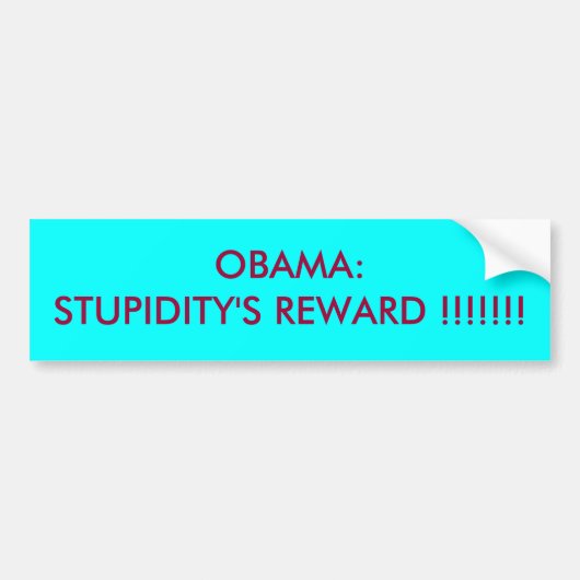 OBAMA: DIE BELOHNUNG DER DUMMHEIT!!!!!!! AUTOAUFKLEBER (Vorne)