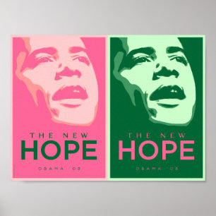 Obama - die neue Hoffnungs-rosa u. grünes Plakat 2