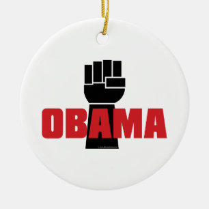 Obama direkt auf Anhebung der Schwarzen Faust-Orna Keramik Ornament
