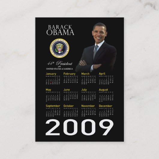 Obama-Einweihungpromo-Taschen-Kalender 2009 Visitenkarte (Vorderseite)