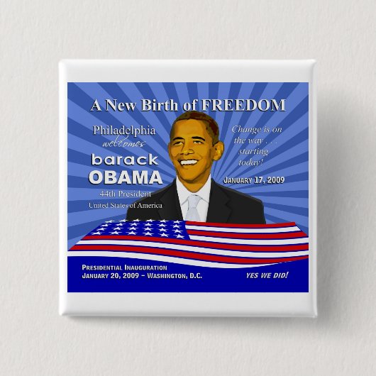 Obama-Einweihungs-Ereignisse - Philadelphia-Button Button (Vorderseite)