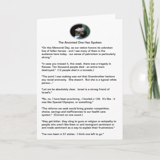 Obama-Fauxpas - eine Probenahme Karte (Vorderseite)