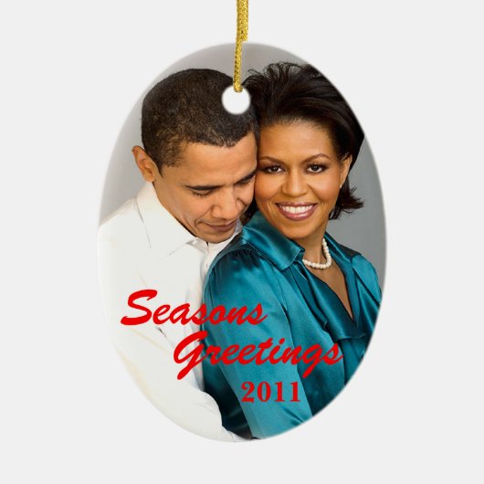 Obama-Festtages-Weihnachtsverzierung Keramikornament (Vorne)