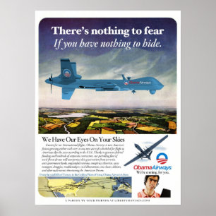 Obama-Fluglinien-Drohne-Parodie-Plakat Poster