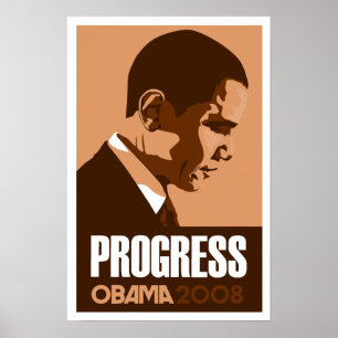 Obama - Fortschritts-dunkles Brown-Plakat Poster