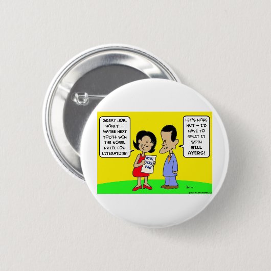 Obama-Friedensnobelpreisrechnung ayers Button (Vorne & Hinten)