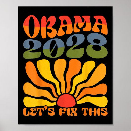 Obama für Präsident 2028 Obama 2028 Blume Boho Ra Poster (Vorne)