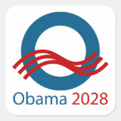 Obama für Präsident 2028 Quadratischer Aufkleber (Vorderseite)