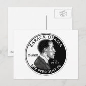 Obama für Präsident (weiß) Postkarte (Vorne/Hinten)