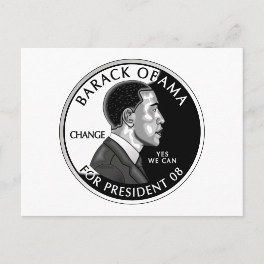 Obama für Präsident (weiß) Postkarte (Vorderseite)