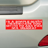 Obama-Geburtsurkunde-Autoaufkleber Autoaufkleber (Auf Auto)