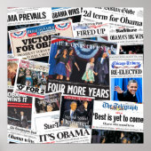 Obama gewinnt Front Page Newspaper Collage 2012 Poster (Vorne)