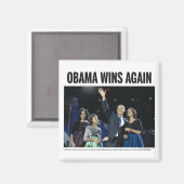 Obama gewinnt wieder magnet (Vorderseite/Rückseite)
