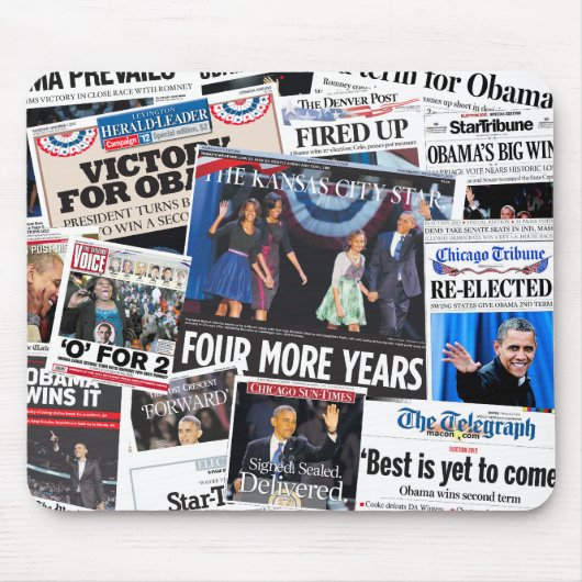 Obama gewinnt Wiederwahl-Front Page-Collage Mousepad (Vorne)