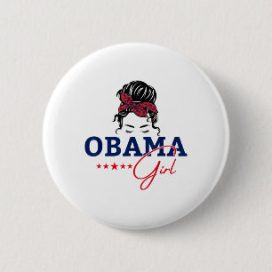 Obama Girl Messy Bun Obama für Präsident 2028 Elec Button