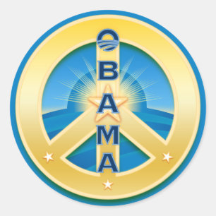 Obama GoldStar-Friedenskleber, auf blau Runder Aufkleber