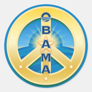 Obama GoldStar-Friedenskleber, auf blau Runder Aufkleber