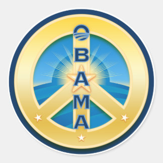 Obama GoldStar-Friedenskleber, auf weiß Runder Aufkleber
