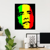 Obama Green Gold und Red Face Poster (Heimbüro)