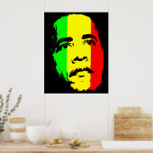 Obama Green Gold und Red Face Poster (Küche)